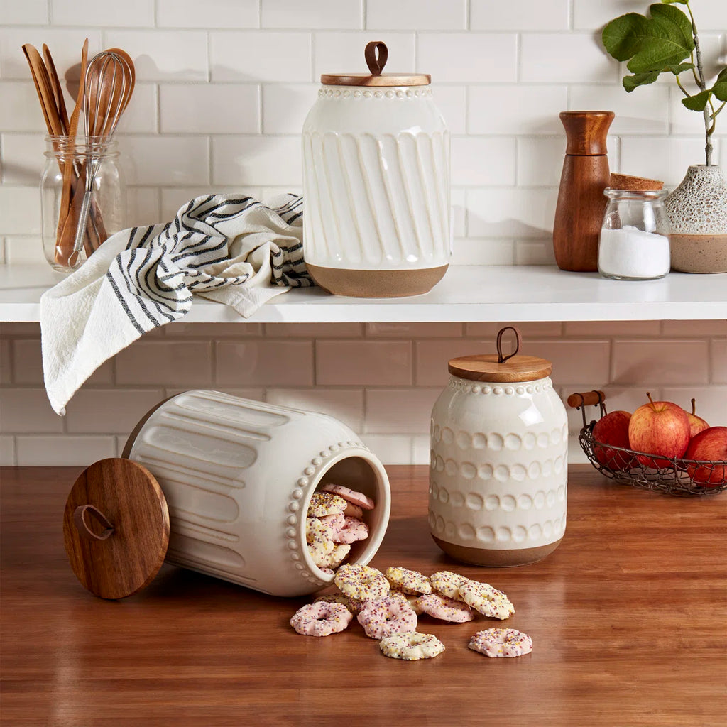 On the Counter 3PC Ziggy Canisters With Acacia Wood Lid