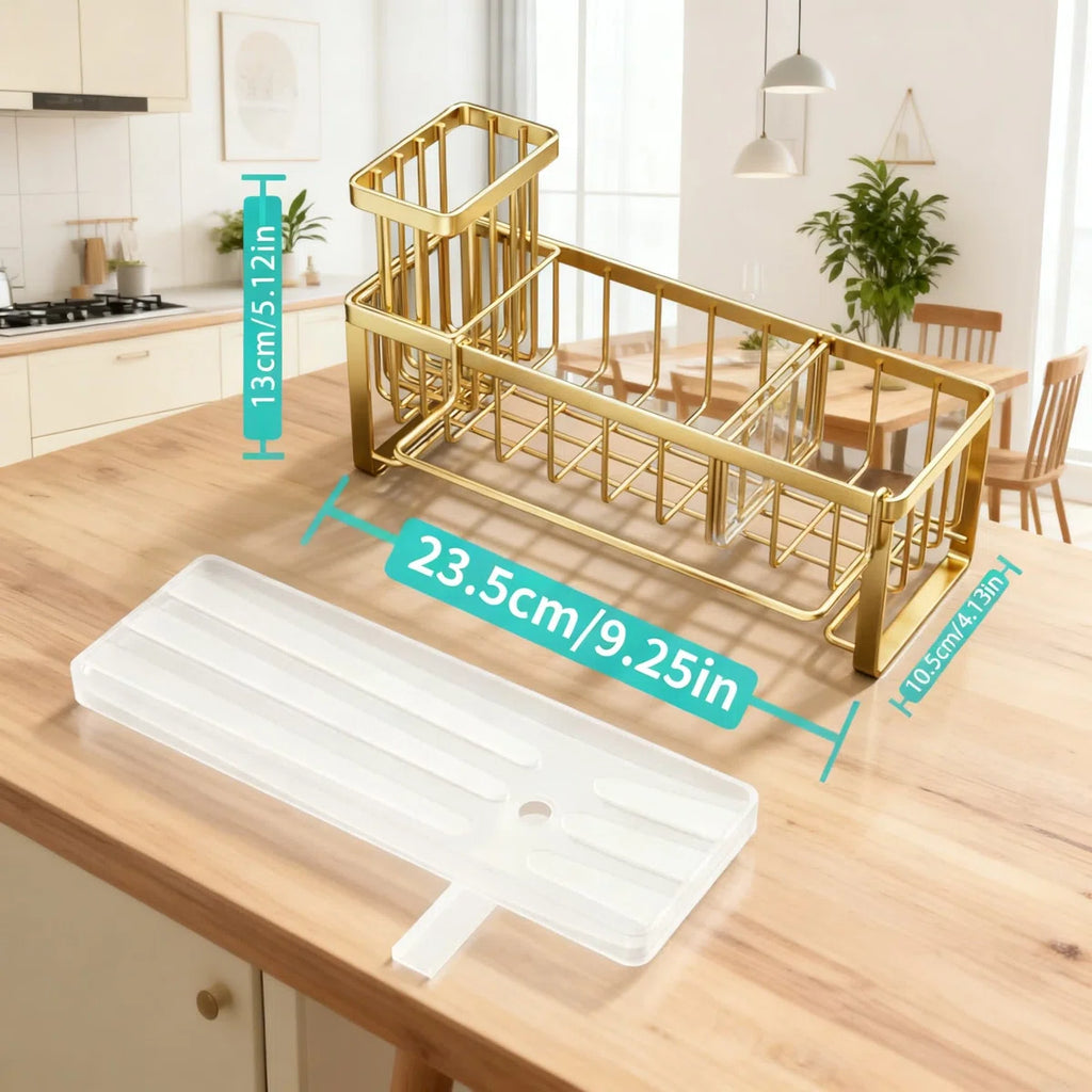 Stainless Steel Sponge Holder For Kitchen Sink With Self-Draining Design, Removable Brush And Dishcloth Holder, Countertop Organizer For Efficient Cleaning