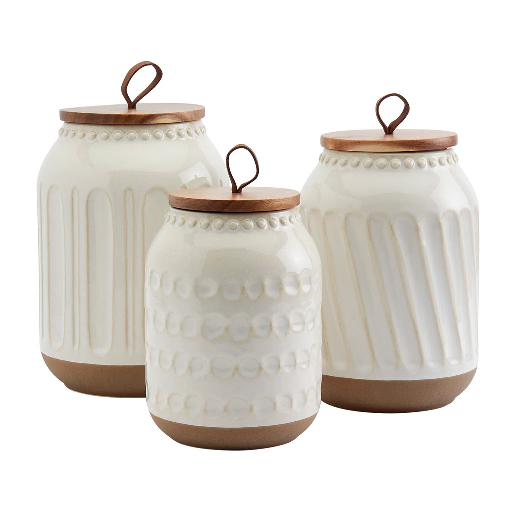 On the Counter 3PC Ziggy Canisters With Acacia Wood Lid